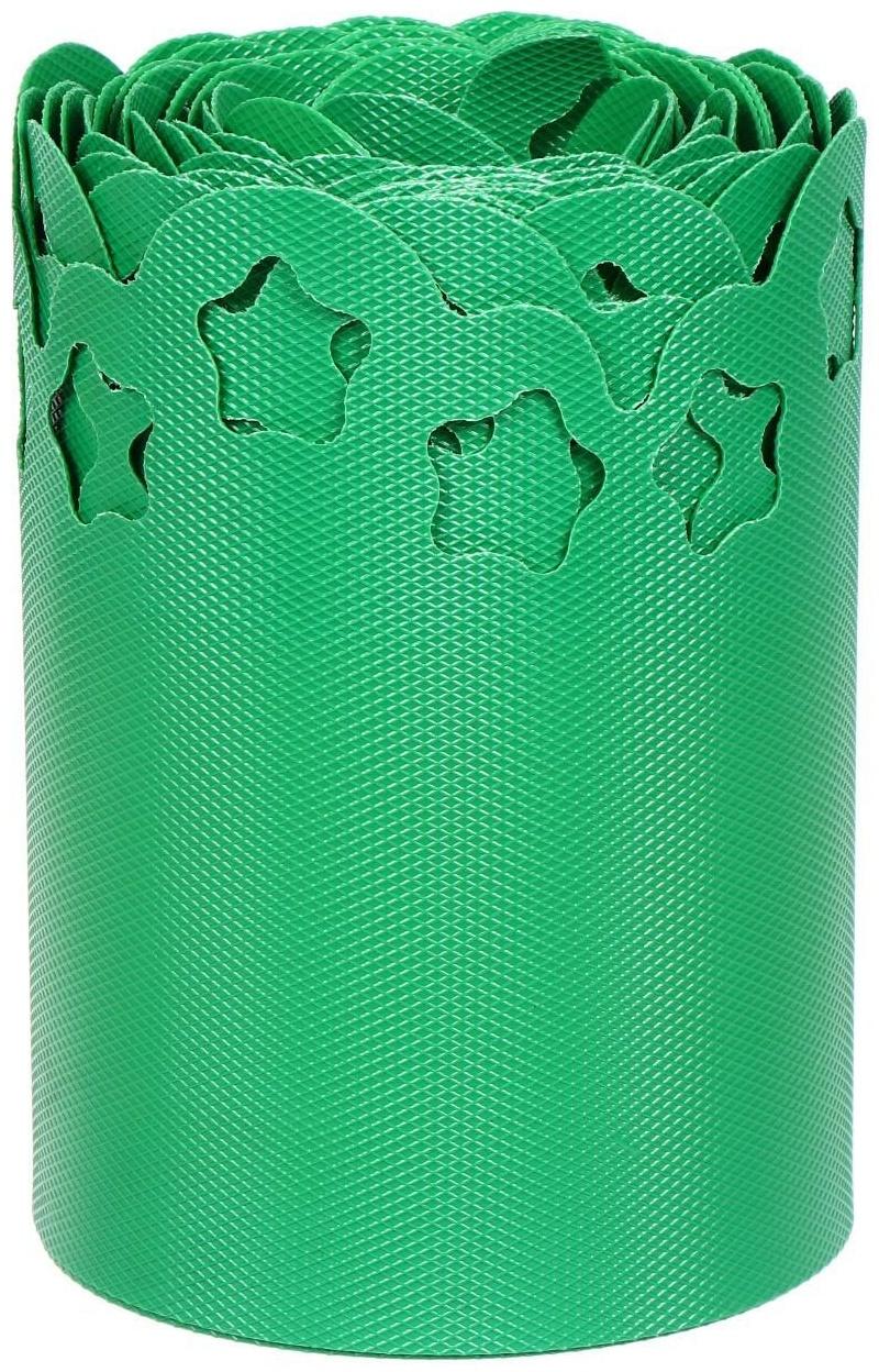 Лента бордюрная, 0.2 × 9 м, толщина 1.2 мм, пластиковая, фигурная, зелёная