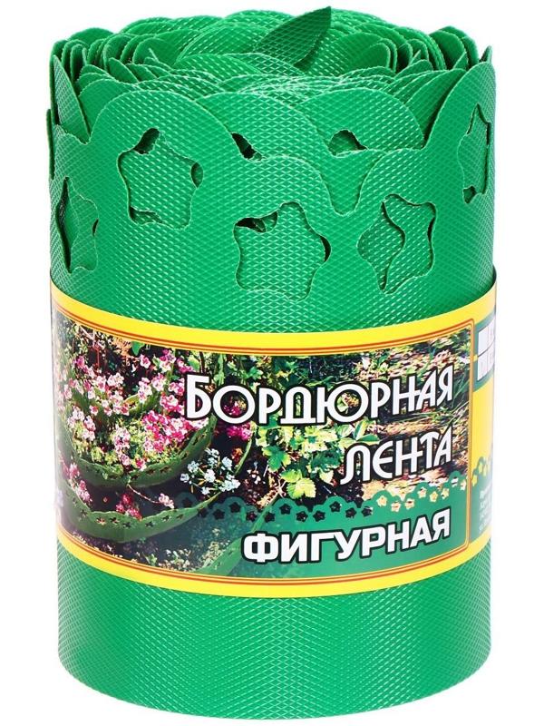 Лента бордюрная, 0.2 × 9 м, толщина 1.2 мм, пластиковая, фигурная, зелёная