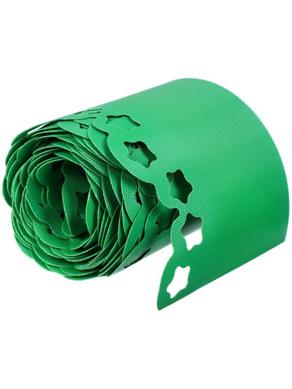 Лента бордюрная, 0.2 × 9 м, толщина 1.2 мм, пластиковая, фигурная, зелёная