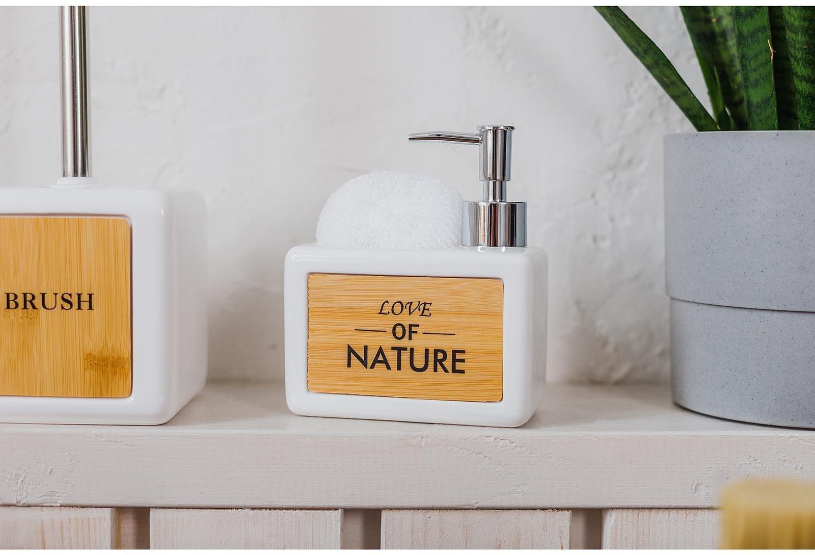 Дозатор для моющего средства с подставкой для губки Доляна «Природа», 500 мл, цвет белый