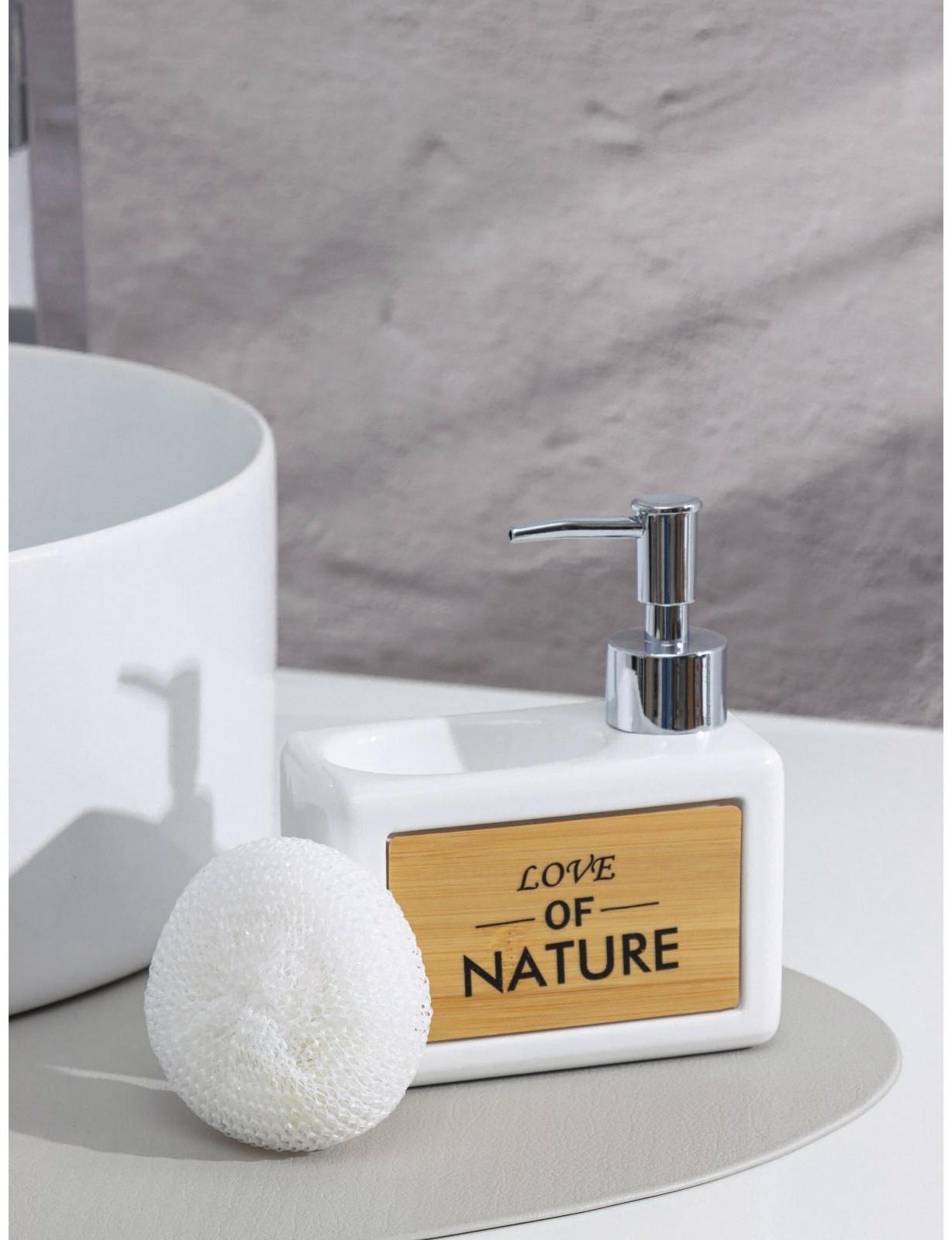 Дозатор для моющего средства с подставкой для губки Доляна «Природа», 500 мл, цвет белый