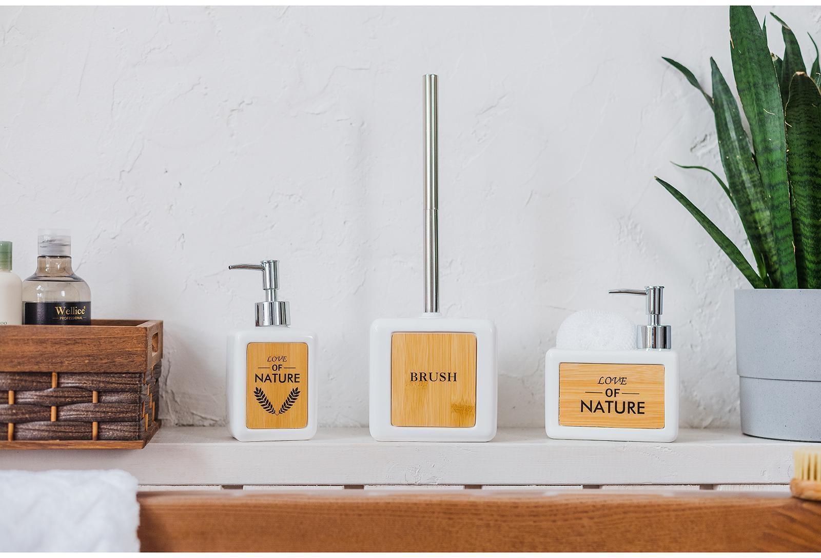 Дозатор для моющего средства с подставкой для губки Доляна «Природа», 500 мл, цвет белый