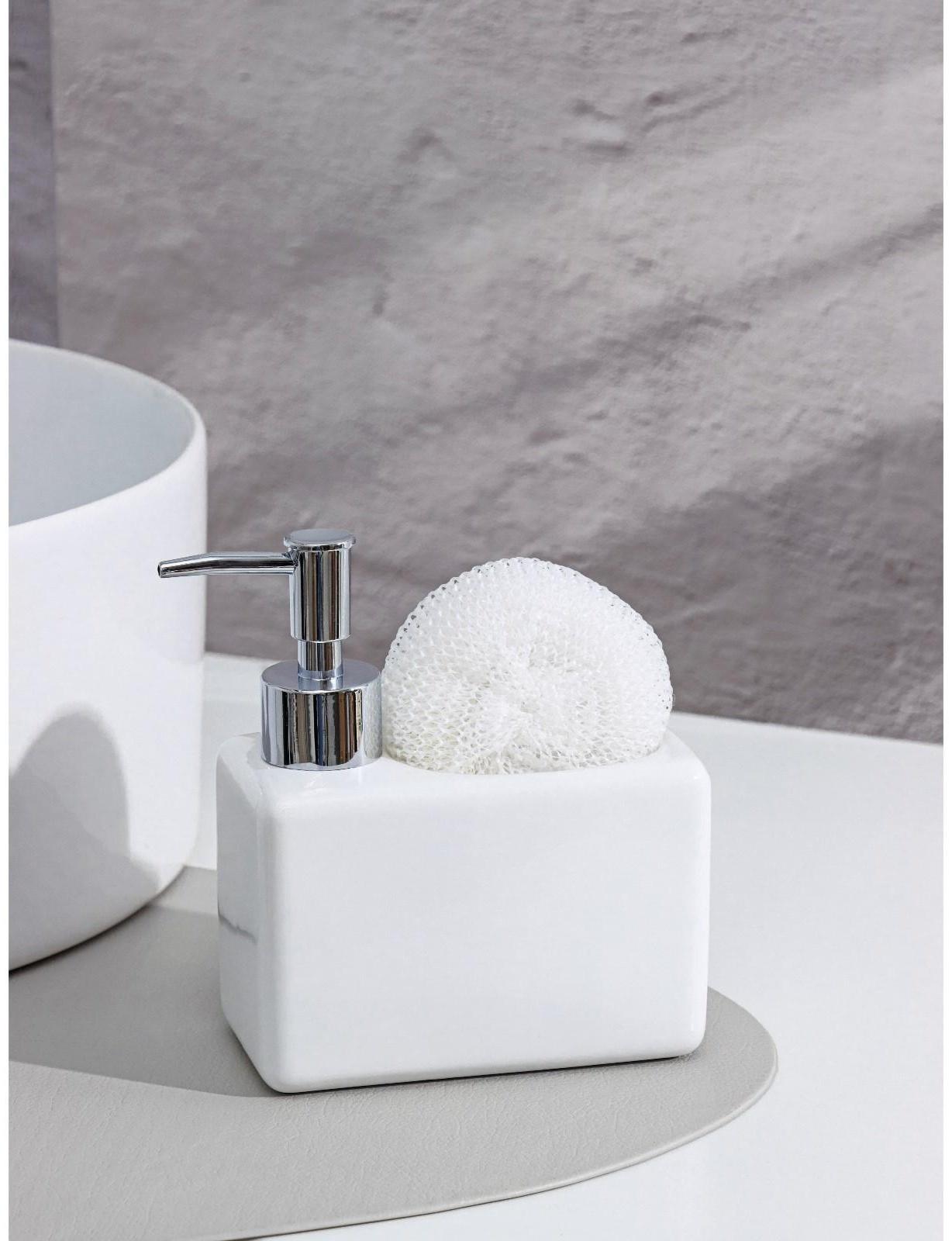 Дозатор для моющего средства с подставкой для губки Доляна «Природа», 500 мл, цвет белый