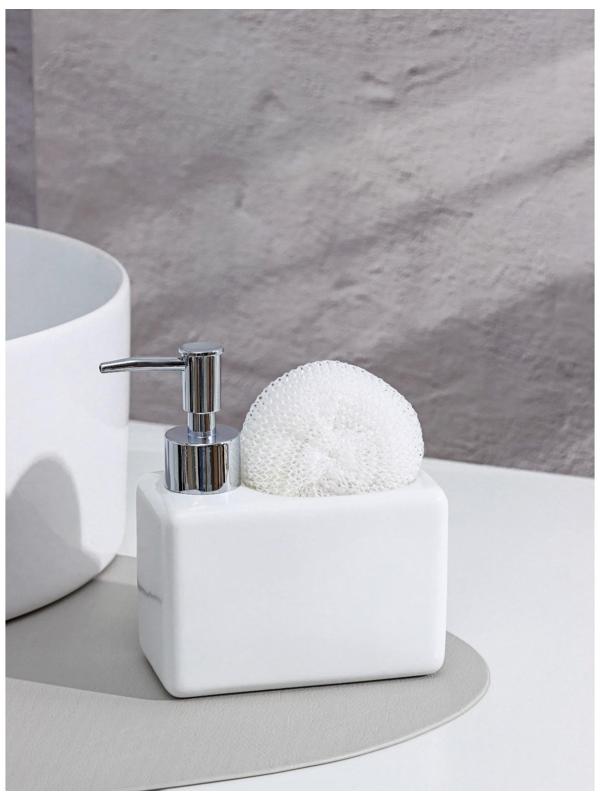 Дозатор для моющего средства с подставкой для губки Доляна «Природа», 500 мл, цвет белый