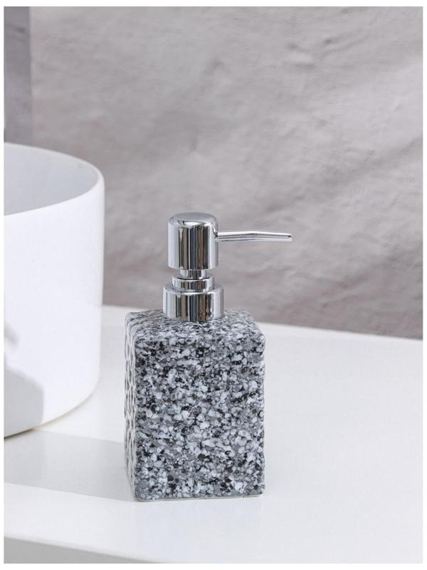 Дозатор для жидкого мыла Доляна «Гранит», 400 мл, цвет серый
