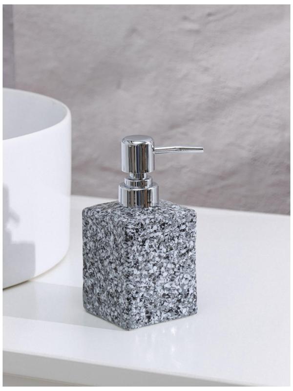 Дозатор для жидкого мыла Доляна «Гранит», 400 мл, цвет серый