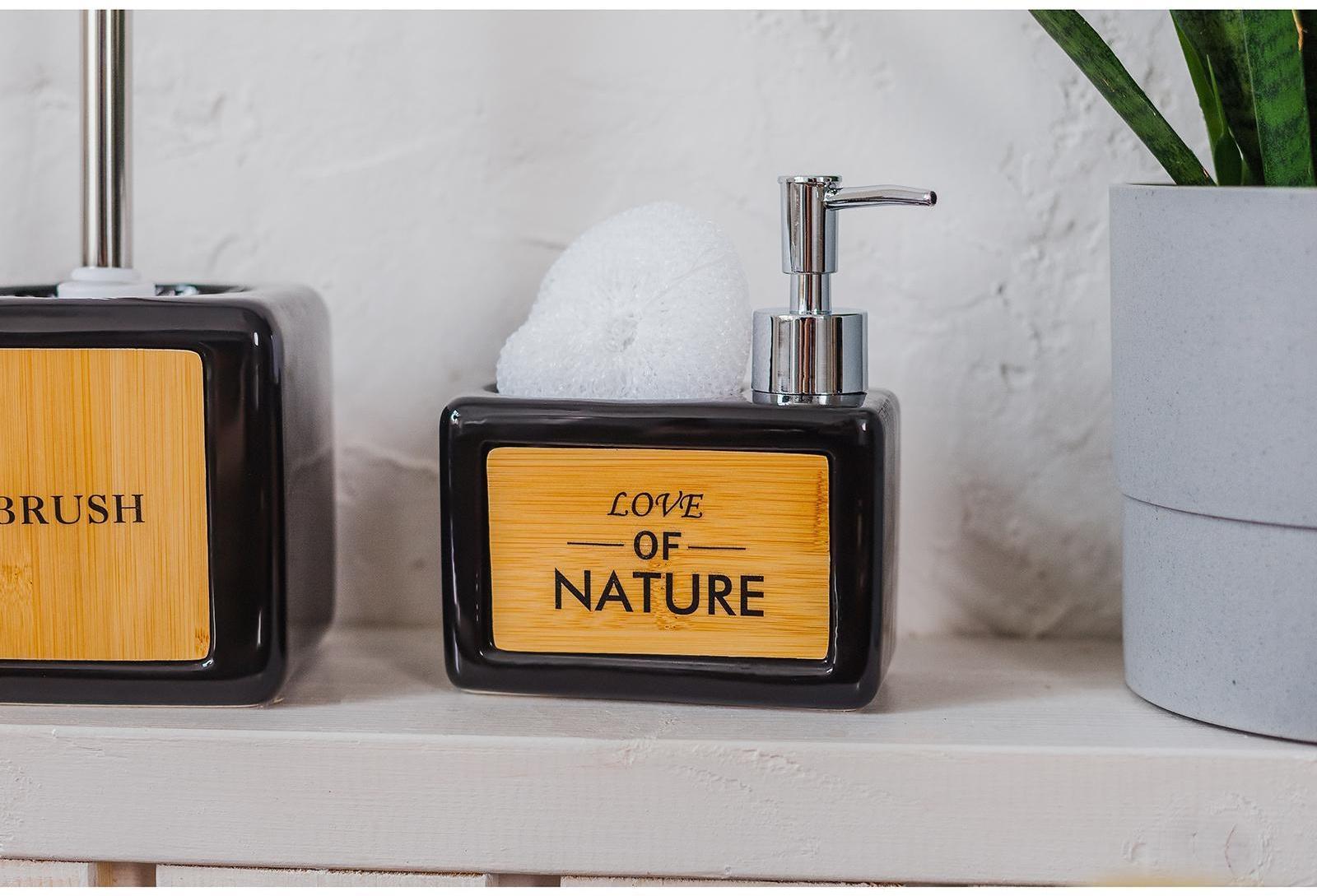 Дозатор для моющего средства с подставкой для губки SAVANNA «Природа», 500 мл, цвет чёрный