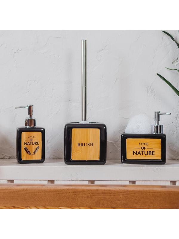 Дозатор для моющего средства с подставкой для губки SAVANNA «Природа», 500 мл, цвет чёрный