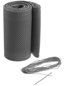 Сшивной чехол Cartage на руль 38 см, кожа PU, антискользящая, серый