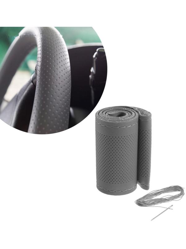 Сшивной чехол Cartage на руль 38 см, кожа PU, антискользящая, серый