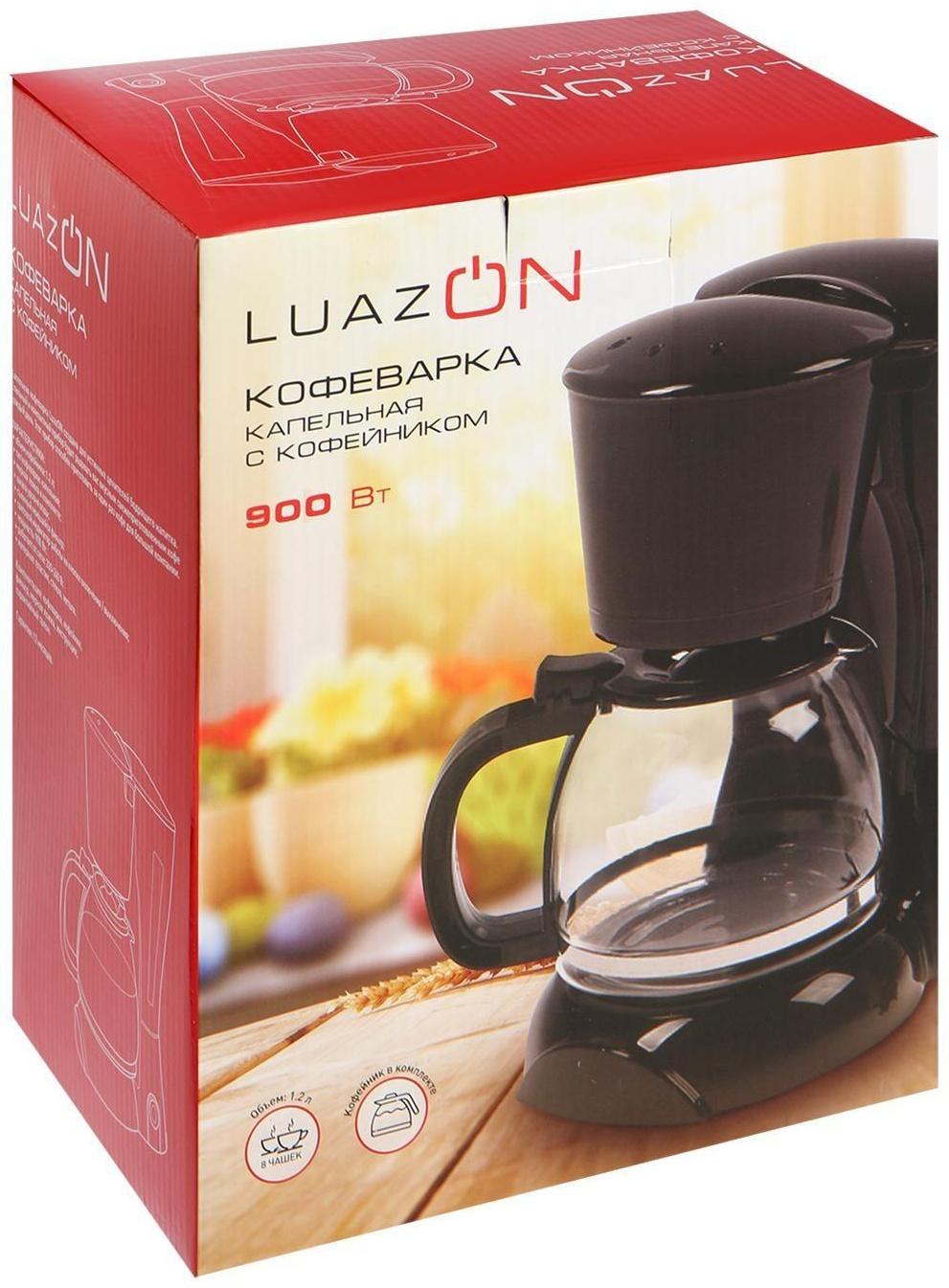 Кофеварка Luazon LKM-654, капельная, 900 Вт, 1.2 л, чёрная