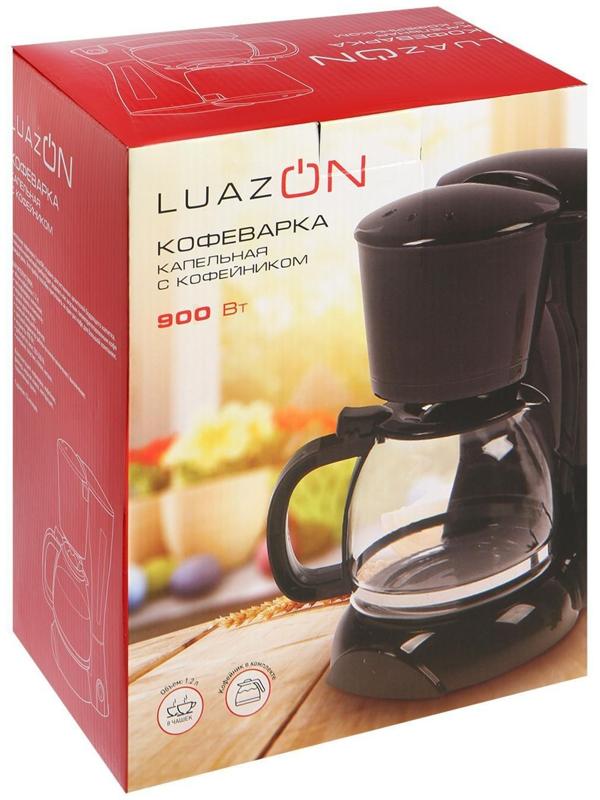 Кофеварка Luazon LKM-654, капельная, 900 Вт, 1.2 л, чёрная