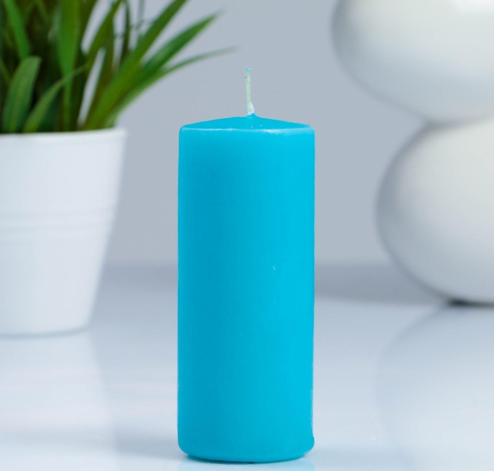 Свеча - цилиндр, 4×12 см, 15 ч, бирюза