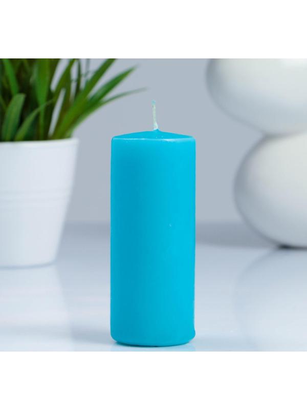 Свеча - цилиндр, 4×12 см, 15 ч, бирюза