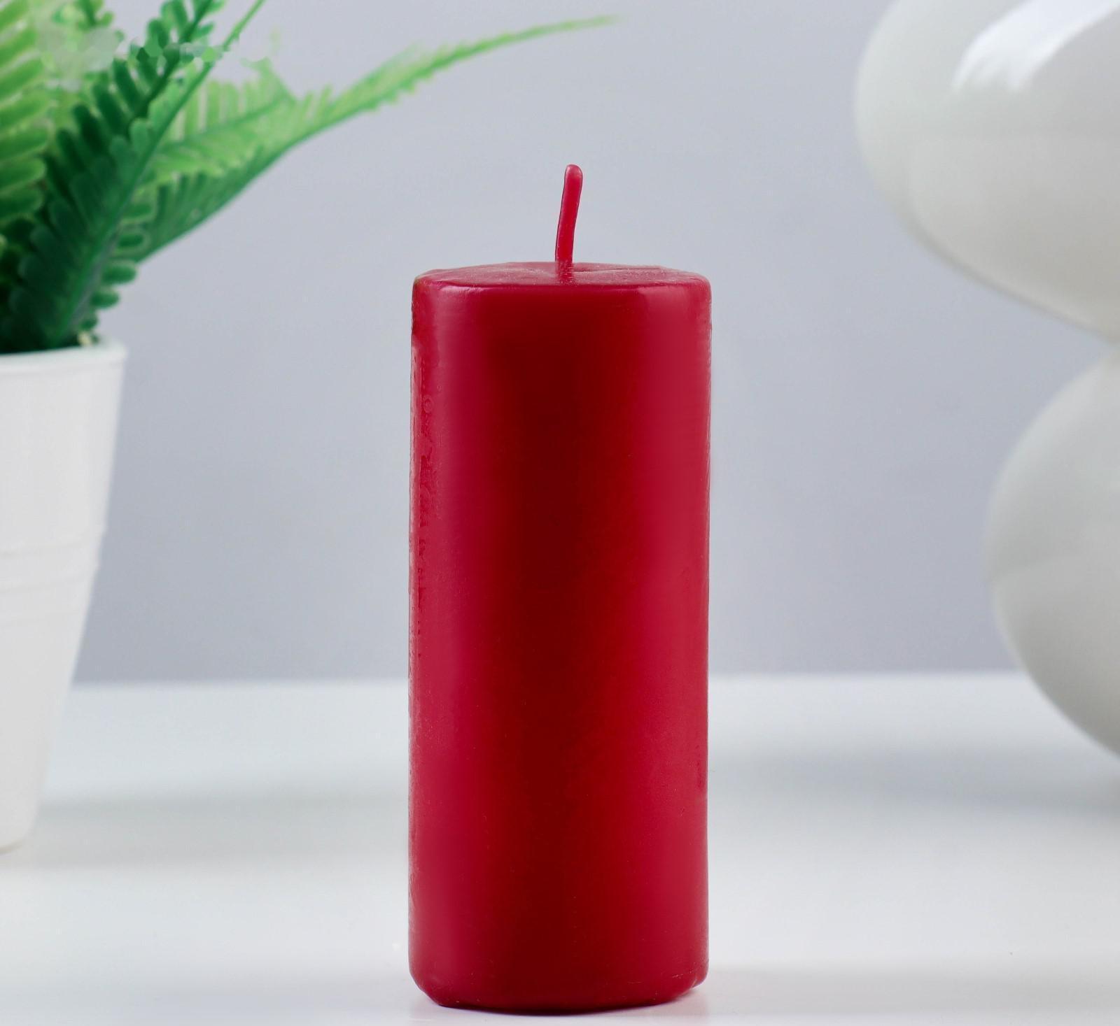 Свеча - цилиндр, 4×12 см, 15 ч, бордо