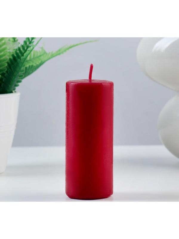 Свеча - цилиндр, 4×12 см, 15 ч, бордо