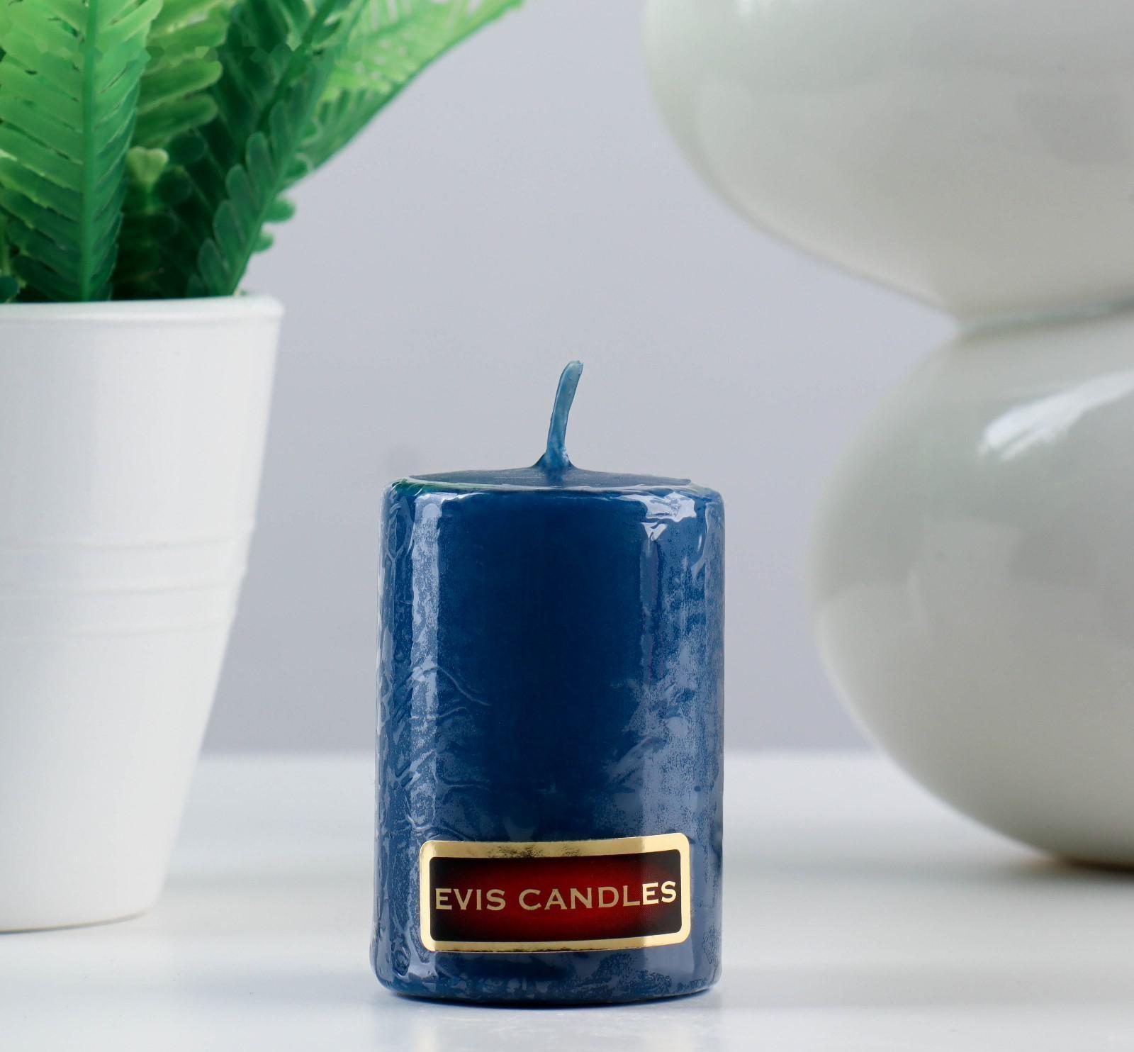 Свеча - цилиндр, 4×6 см, 9 ч, лазурь