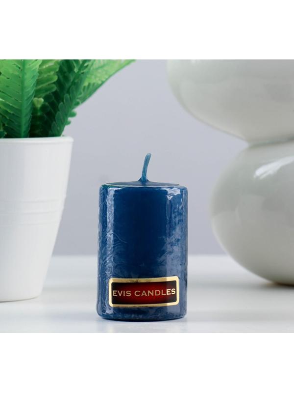 Свеча - цилиндр, 4×6 см, 9 ч, лазурь