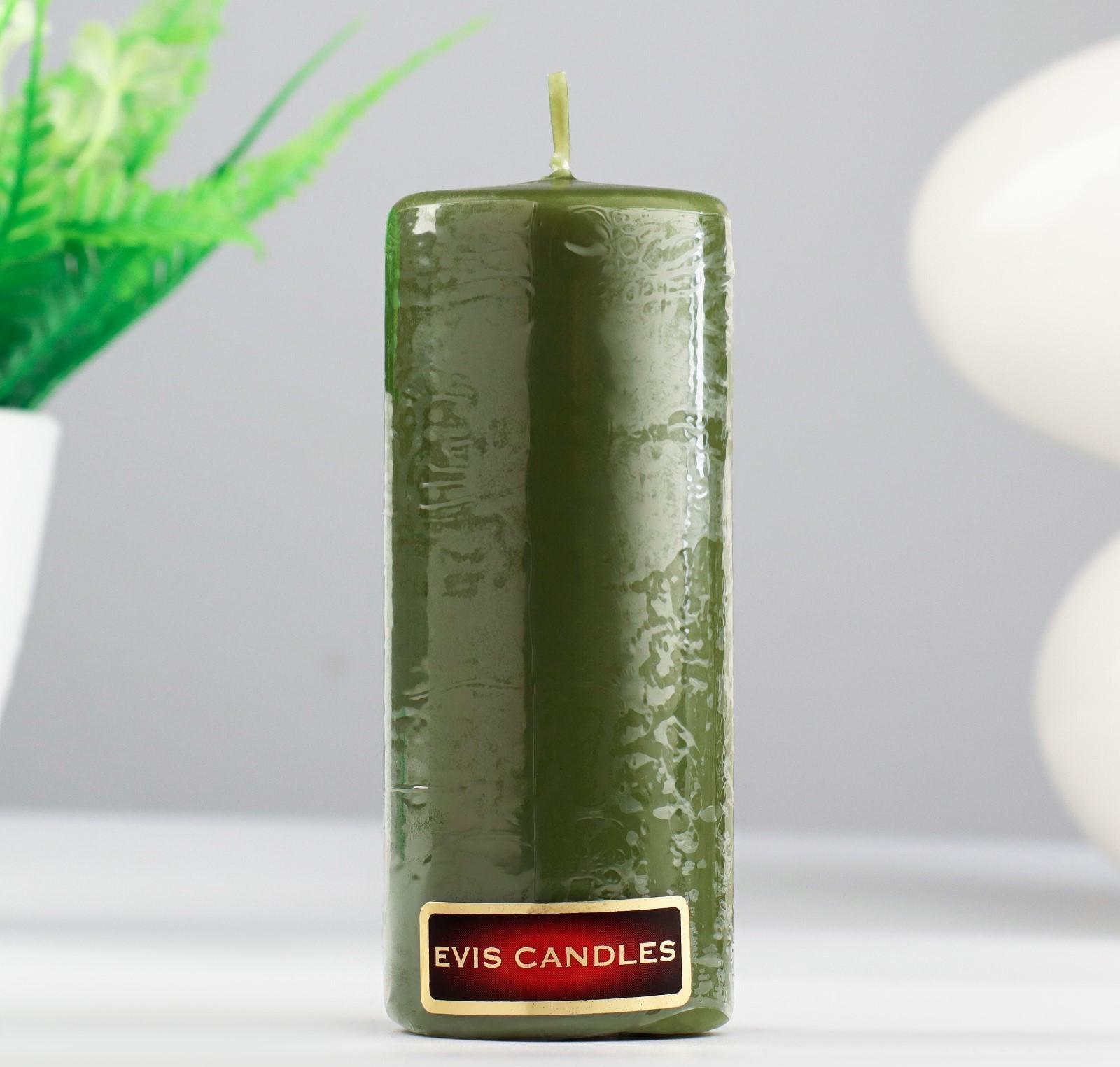 Свеча - цилиндр, 4×12 см, 15 ч, фисташковая