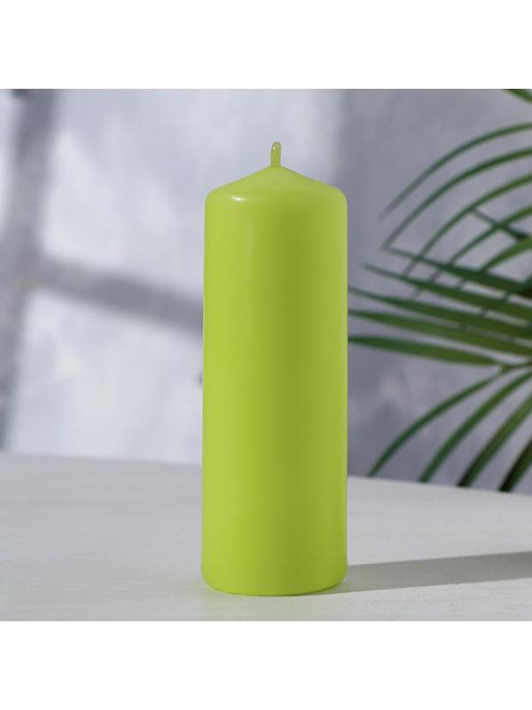 Свеча - цилиндр, 4×12 см, 15 ч, фисташковая