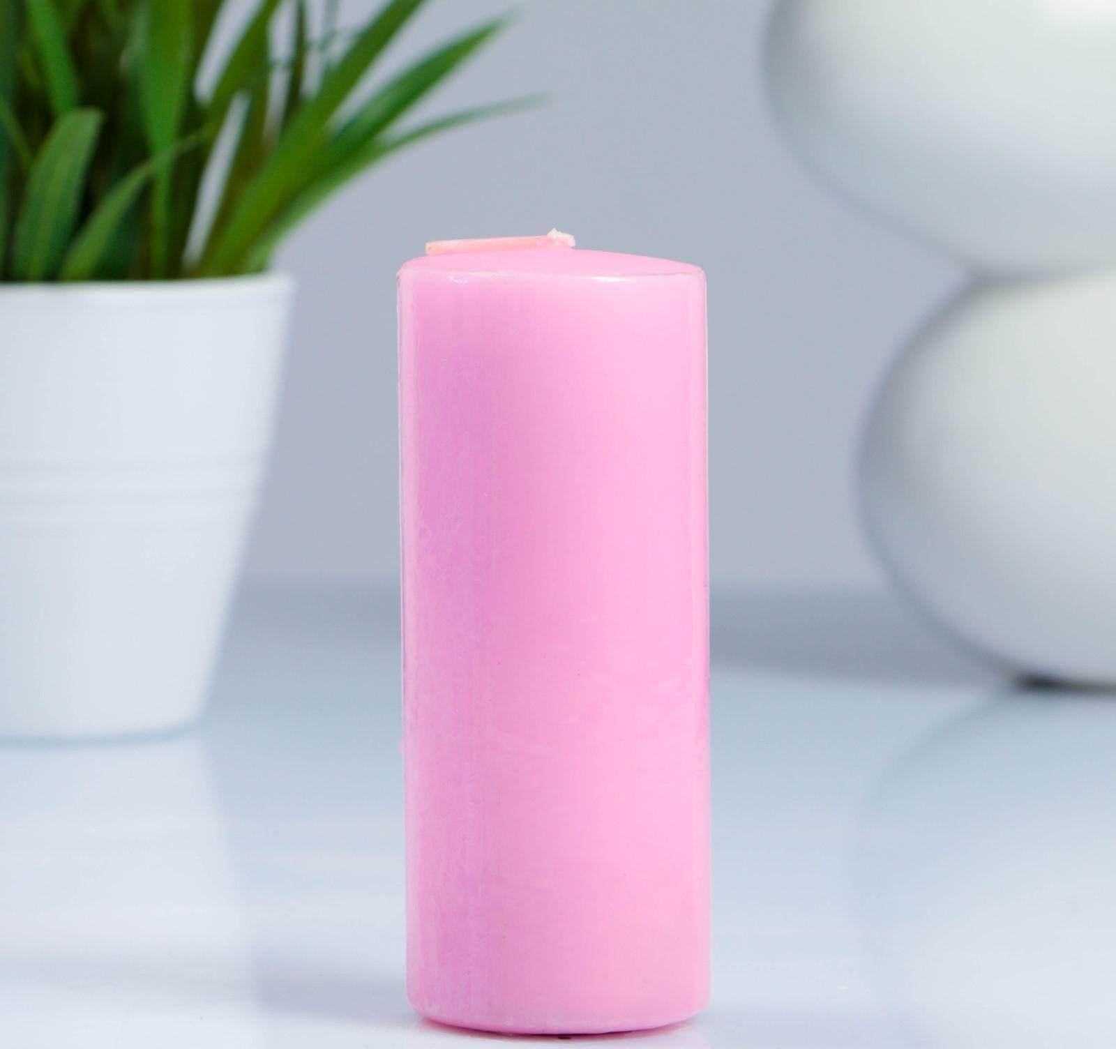 Свеча - цилиндр, 4×12 см, 15 ч, светло-розовая