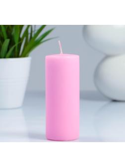 Свеча - цилиндр, 4×12 см, 15 ч, светло-розовая