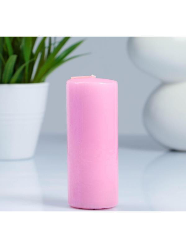 Свеча - цилиндр, 4×12 см, 15 ч, светло-розовая