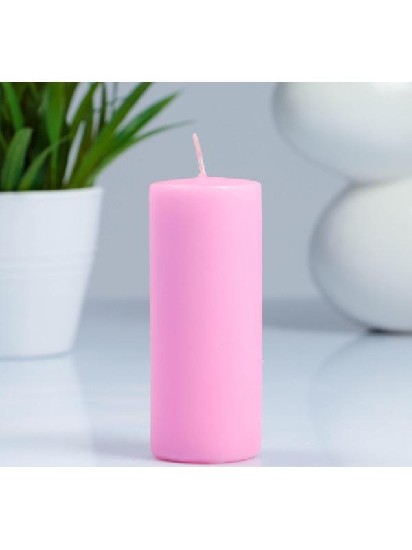 Свеча - цилиндр, 4×12 см, 15 ч, светло-розовая