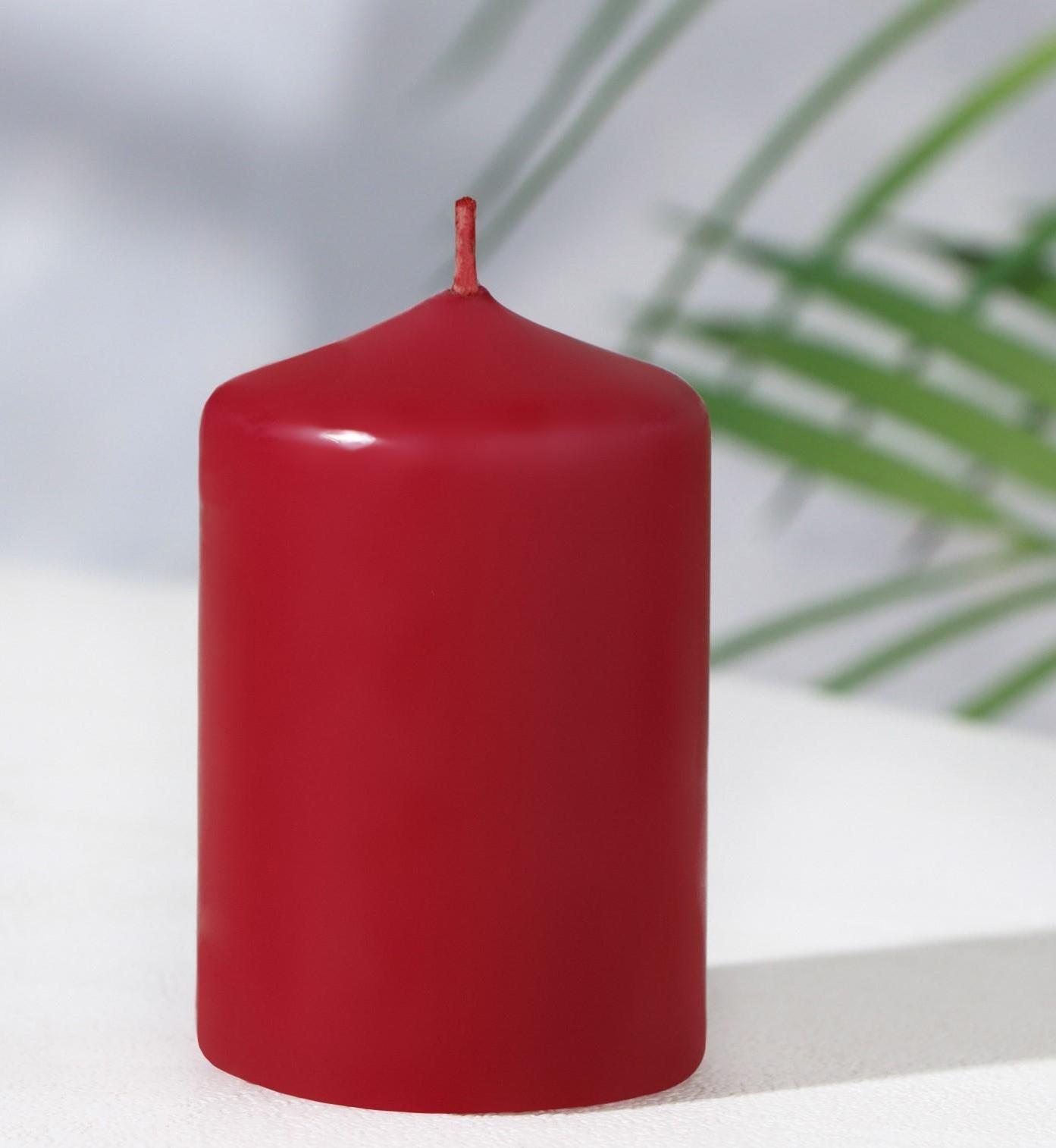 Свеча - цилиндр, 4×6 см, 9 ч, бордо