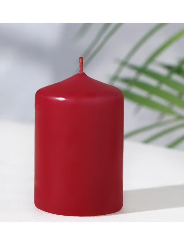 Свеча - цилиндр, 4×6 см, 9 ч, бордо