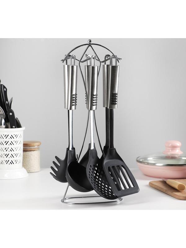 Набор кухонных принадлежностей Доляна «Фидель», 6 предметов, на подставке