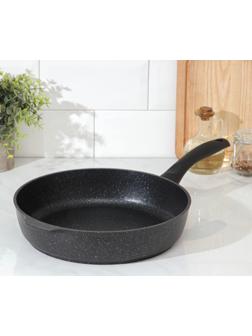 Сковорода, d=28 см, пластиковая ручка, антипригарное покрытие, цвет тёмный мрамор