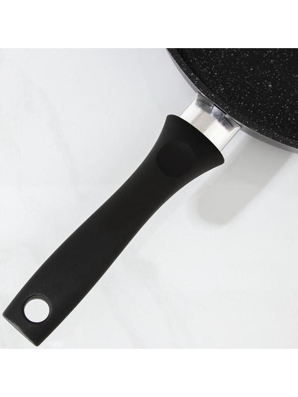 Сковорода, d=28 см, пластиковая ручка, антипригарное покрытие, цвет тёмный мрамор