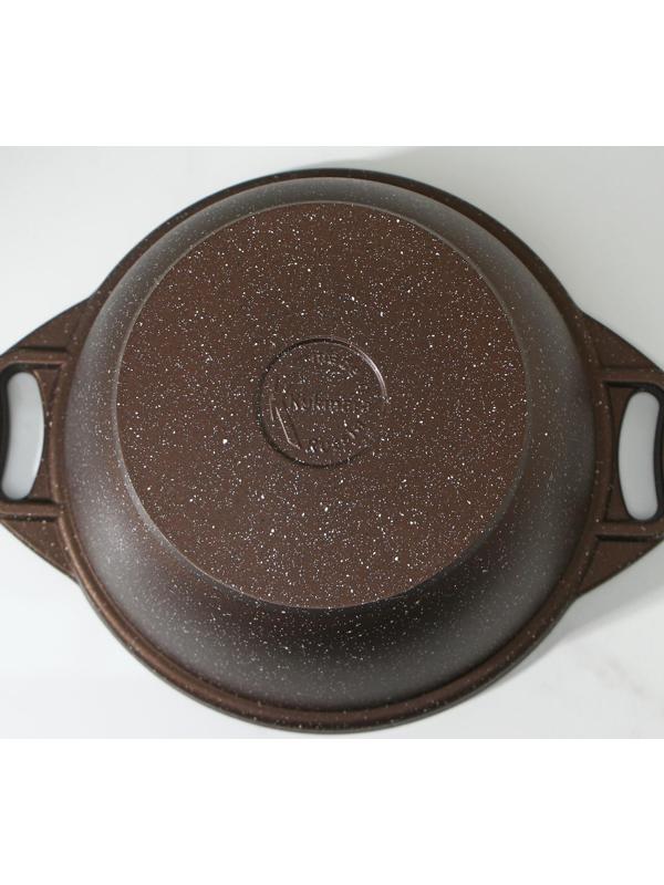 Кастрюля, 2 л, стеклянная крышка, антипригарное покрытие, цвет кофейный мрамор