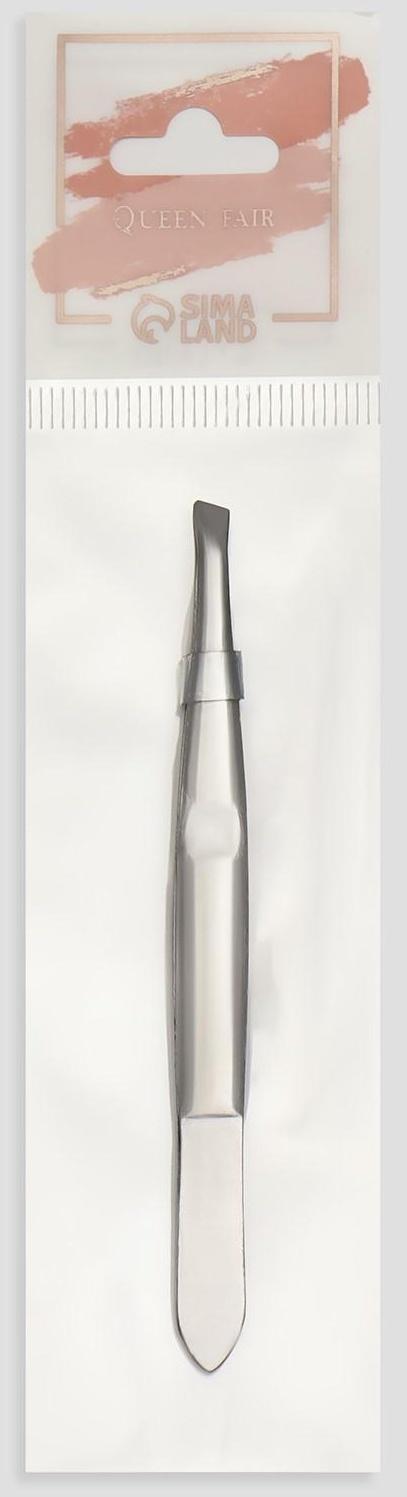 Пинцет скошенный, узкий, 9 см, цвет серебристый