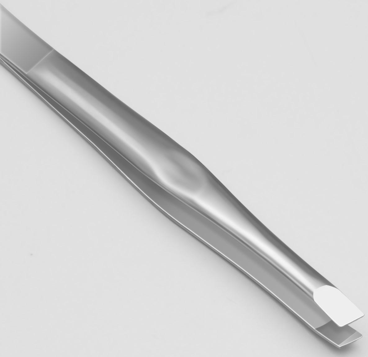 Пинцет скошенный, узкий, 9 см, цвет серебристый