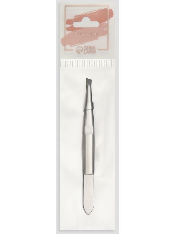 Пинцет скошенный, узкий, 9 см, цвет серебристый