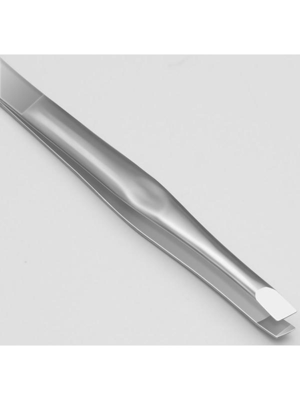 Пинцет скошенный, узкий, 9 см, цвет серебристый