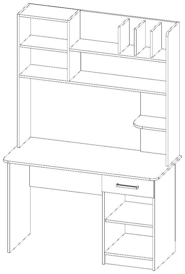 Стол письменный Хогвартс, 1230х555х1815, Дуб молочный/Венге