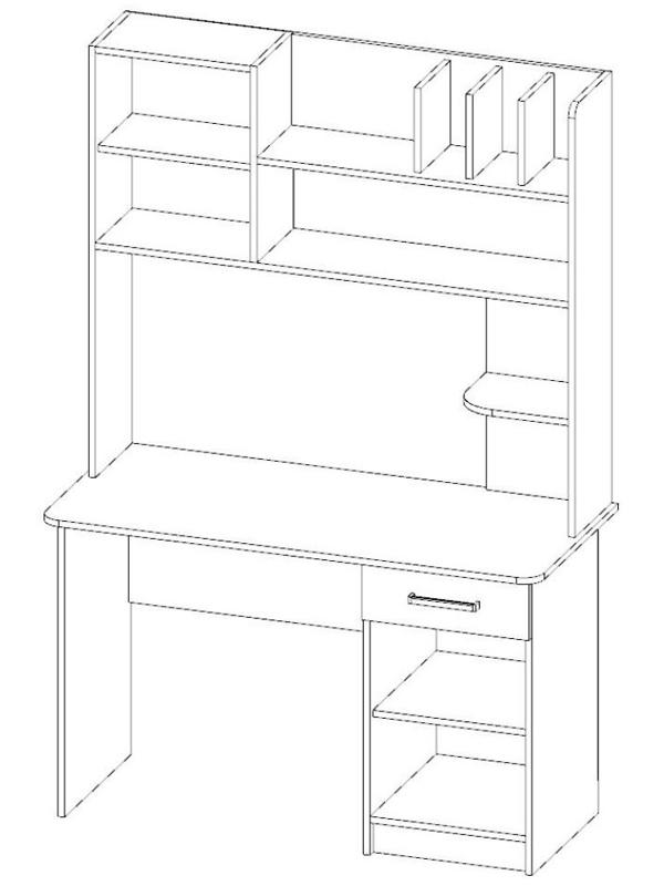 Стол письменный Хогвартс, 1230х555х1815, Дуб молочный/Венге