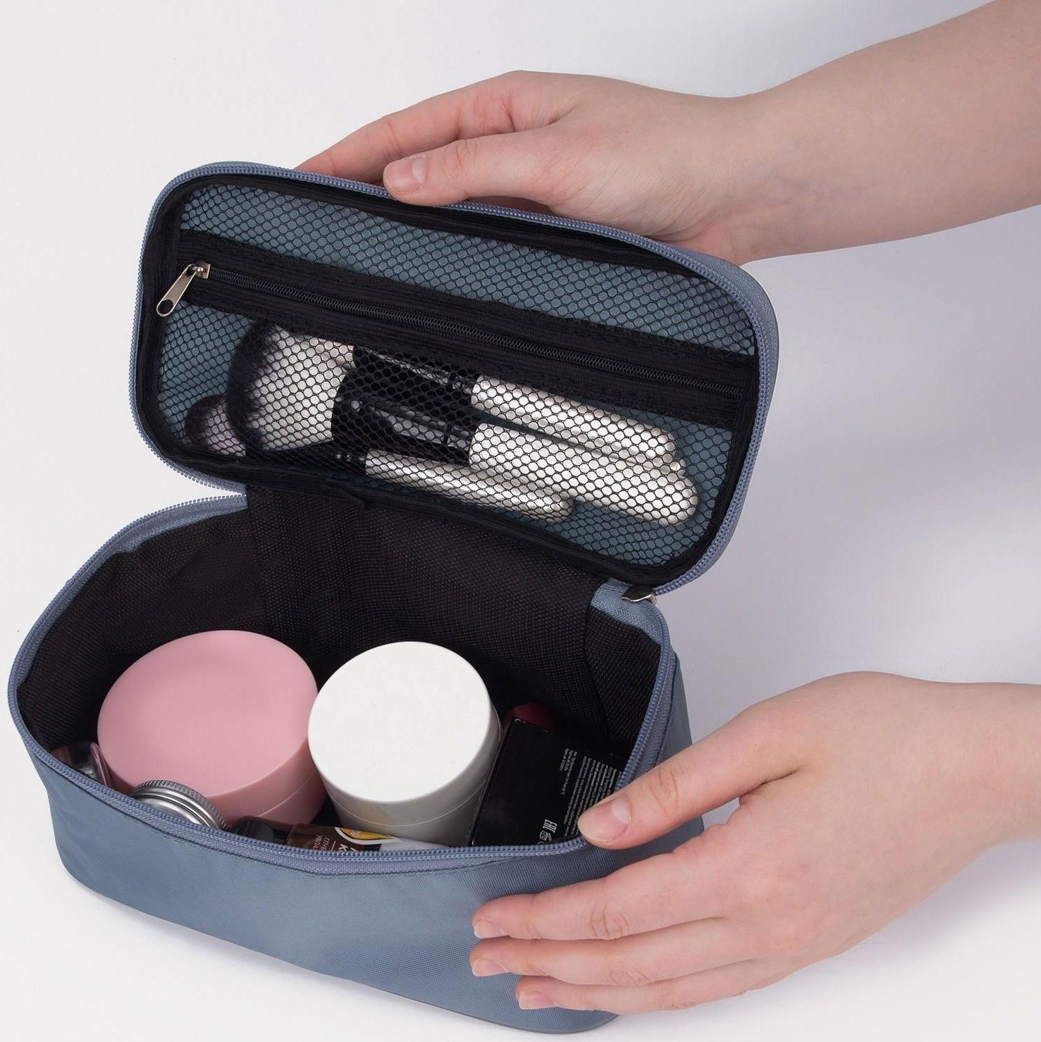 Косметичка на молнии, цвет серый