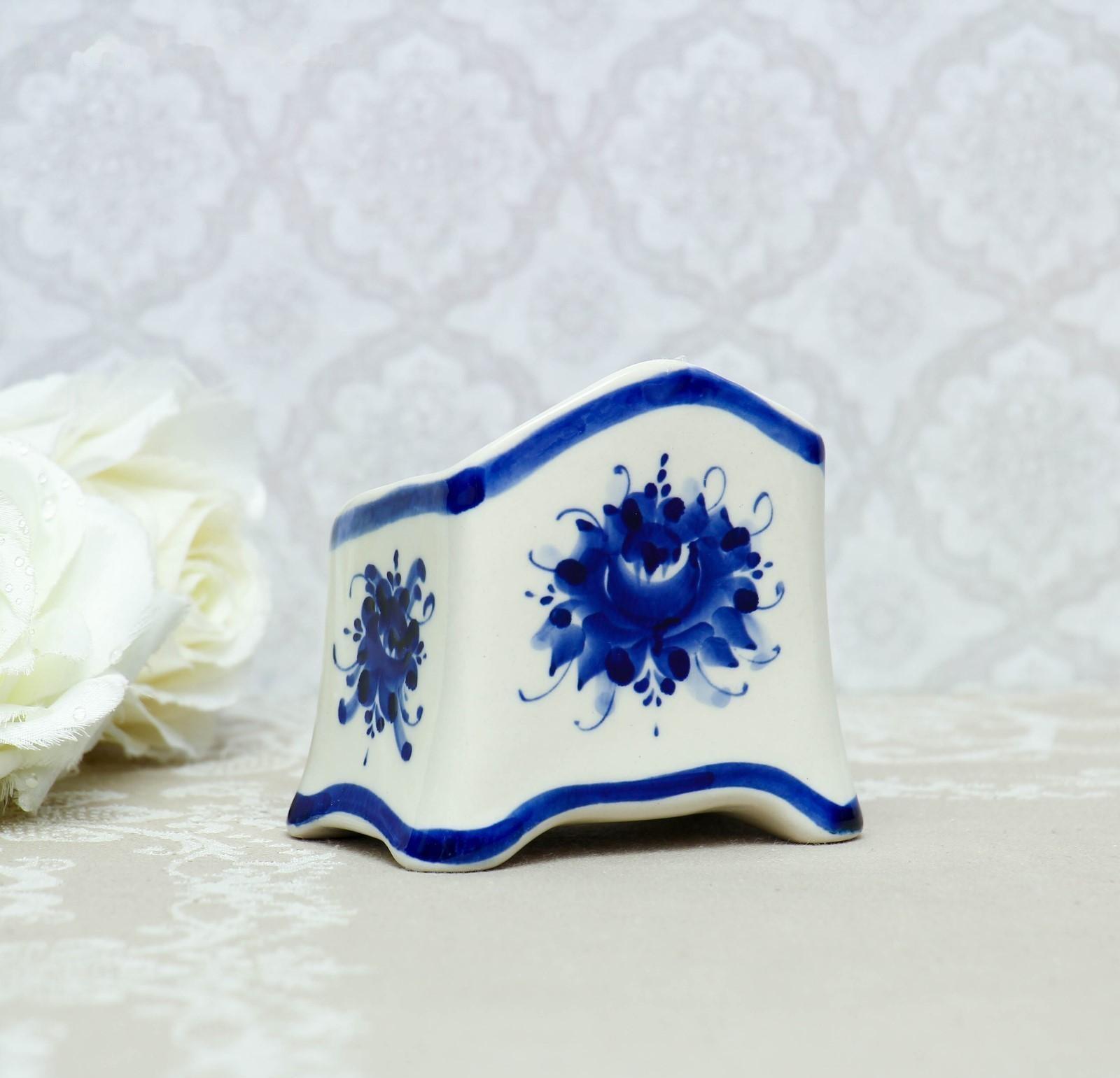 Подставка для губки, 6х9 см, гжель, фарфор