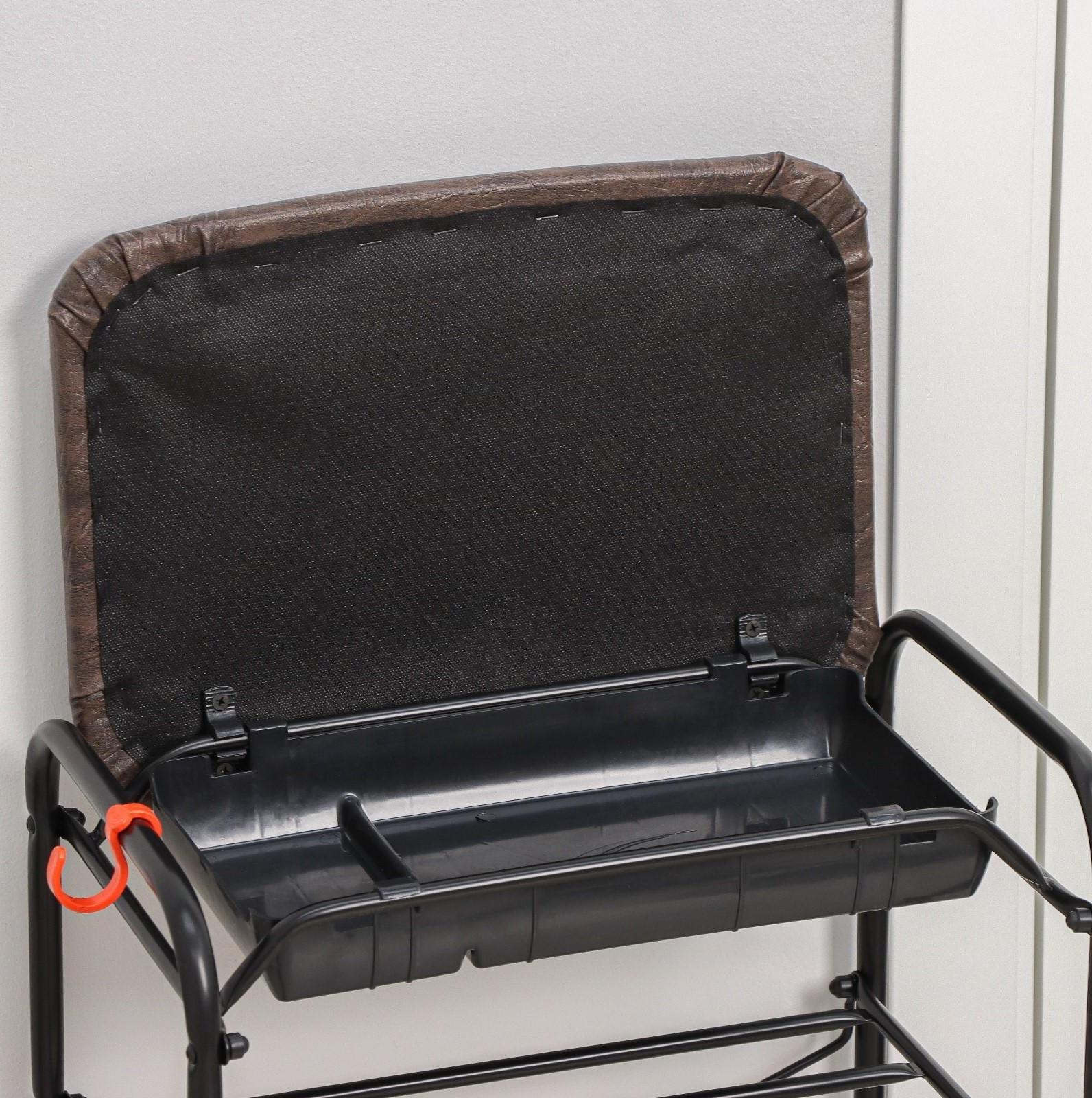 Подставка для обуви с сиденьем и ящиком ЗМИ, 3 яруса, 45×30×48 см, цвет чёрный