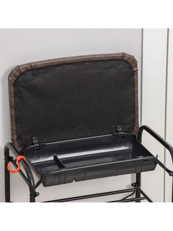 Подставка для обуви с сиденьем и ящиком ЗМИ, 3 яруса, 45×30×48 см, цвет чёрный