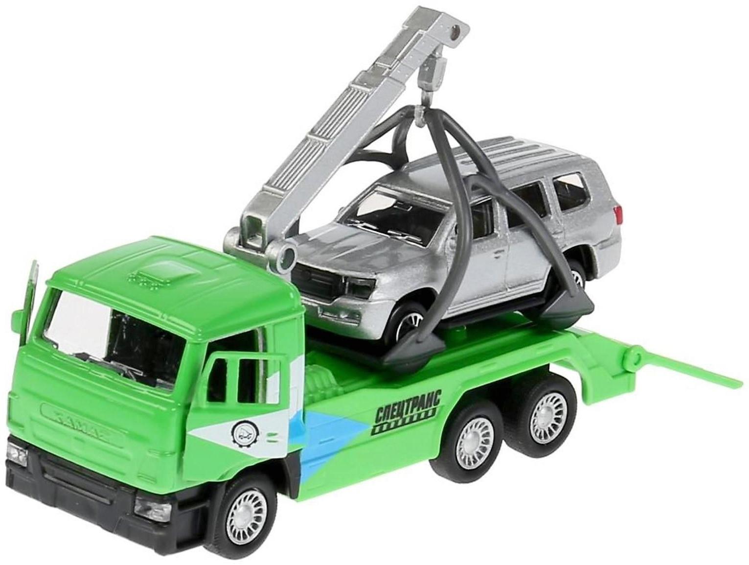 Набор металлических инерционных машин «Камаз-эвакуатор + Toyota Land Cruiser», 12 см и 7,5 см