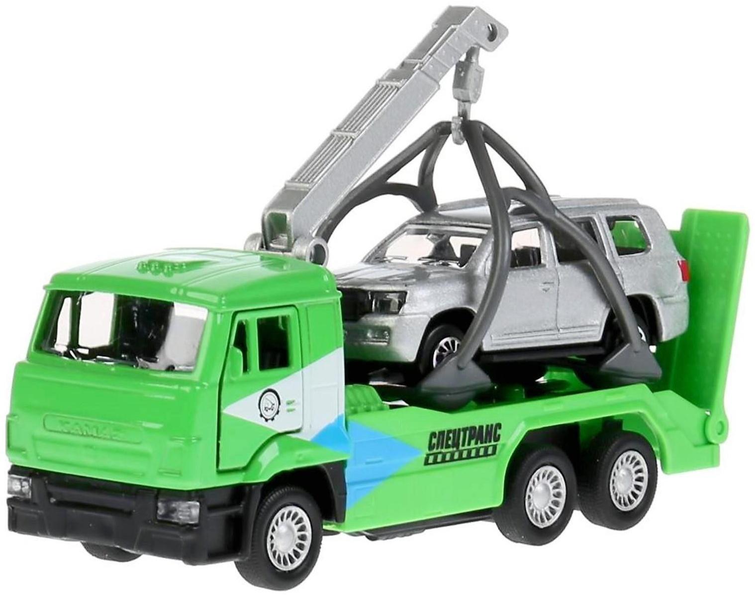 Набор металлических инерционных машин «Камаз-эвакуатор + Toyota Land Cruiser», 12 см и 7,5 см