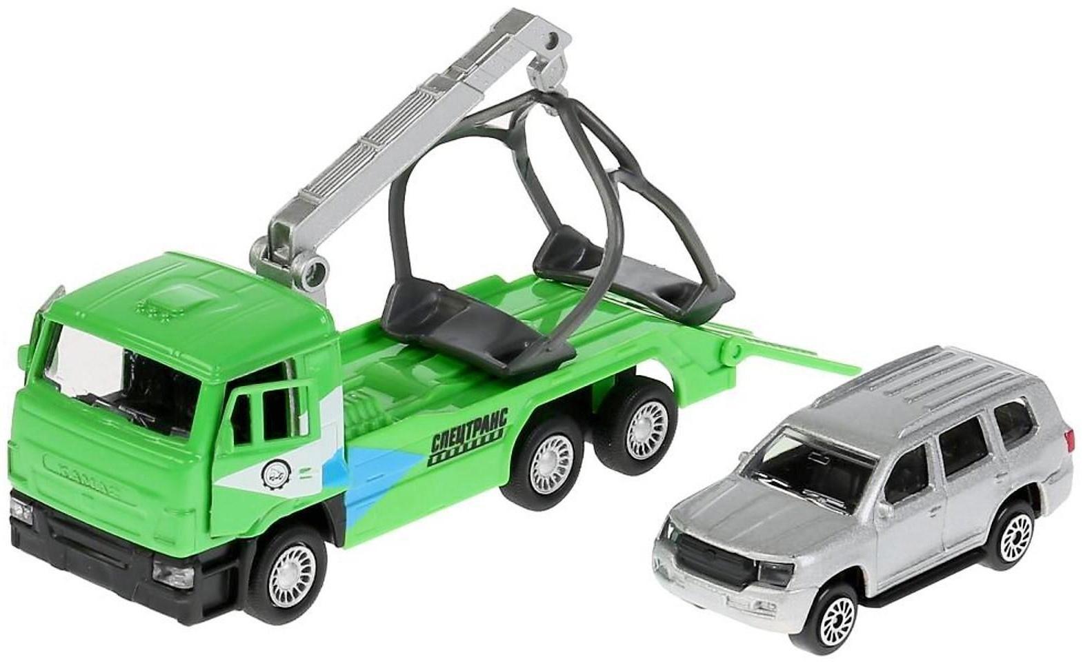 Набор металлических инерционных машин «Камаз-эвакуатор + Toyota Land Cruiser», 12 см и 7,5 см