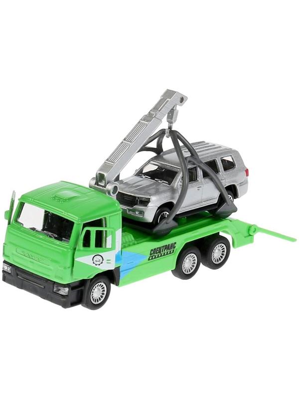 Набор металлических инерционных машин «Камаз-эвакуатор + Toyota Land Cruiser», 12 см и 7,5 см