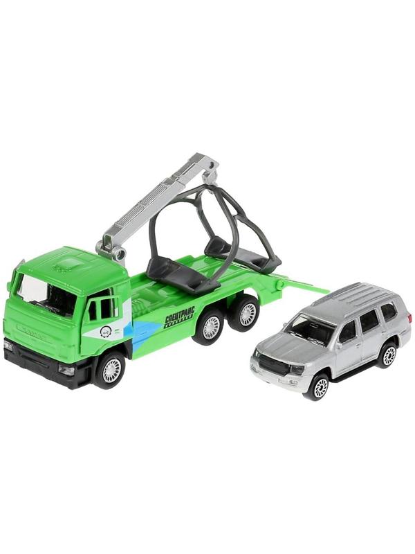 Набор металлических инерционных машин «Камаз-эвакуатор + Toyota Land Cruiser», 12 см и 7,5 см