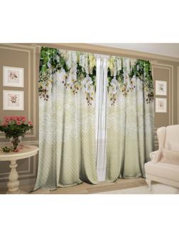 Комплект штор Ажур 147х267 +/- 3см 2шт, зеленый, габардин, п/э